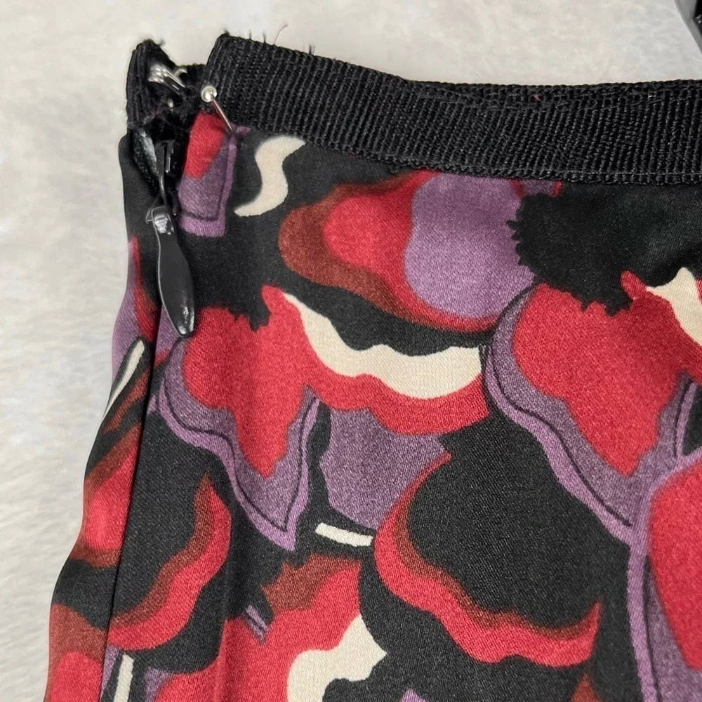 Axcess by Liz Claiborne Abstract Floral Print Flared Midi Skirt Size 14